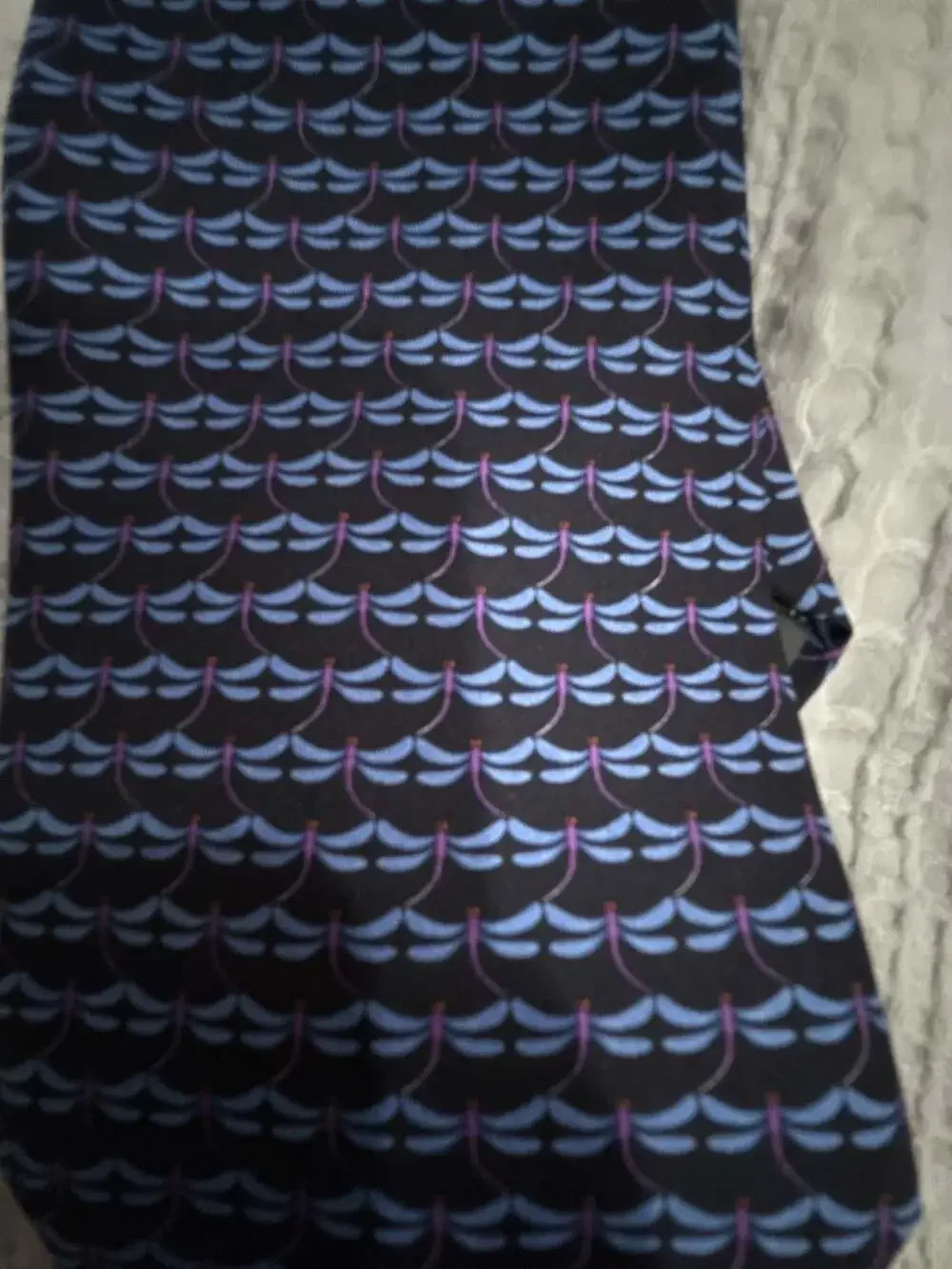 Robert Talbott Silk Tie Navy Blue Dragonfly Print